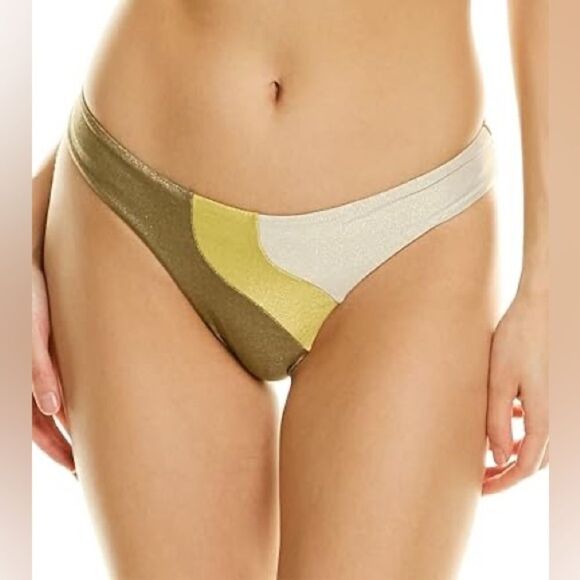 ANTHROPOLOGIE PilyQ Haven Wave Metallic Teeny Bikini Bottom Small‎ Large New - Picture 1 of 9